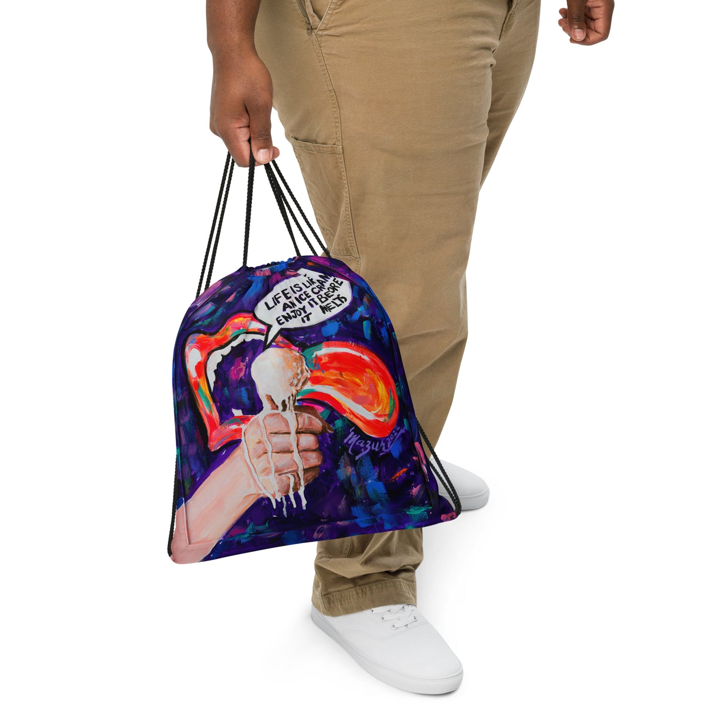 Life's like an Ice Cream M&T Drawstring bag