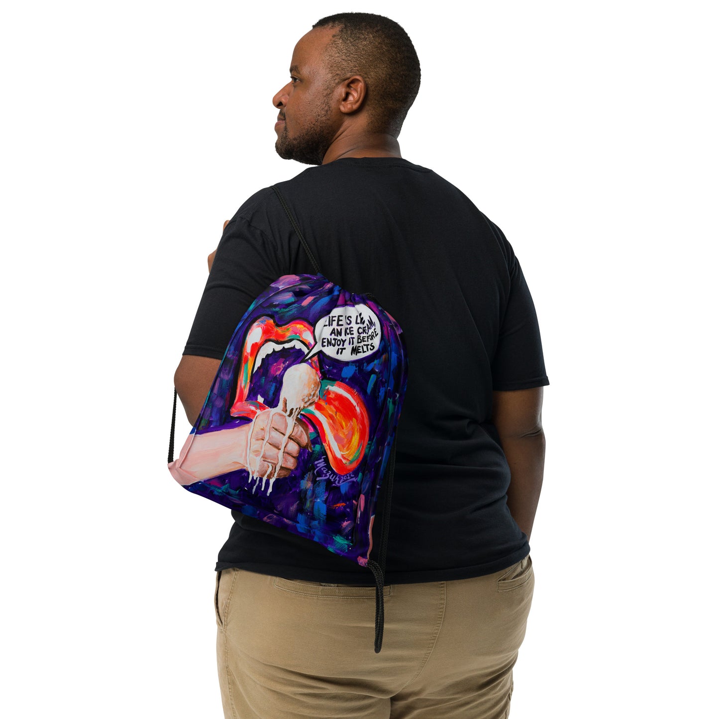 Life's like an Ice Cream M&T Drawstring bag