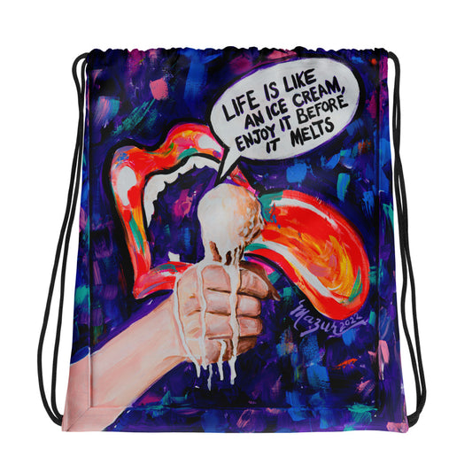Life's like an Ice Cream M&T Drawstring bag
