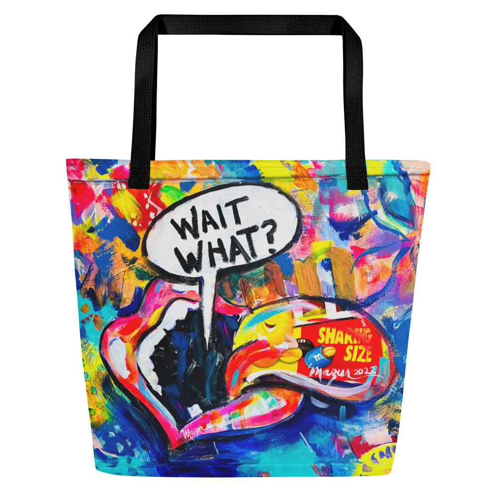 Wait What? Large Tote Bag with inside pocket